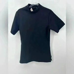 Marni Womens Short Sleeve Mock Neck Scuba Lightweight Tee Shirt Black Size IT 46